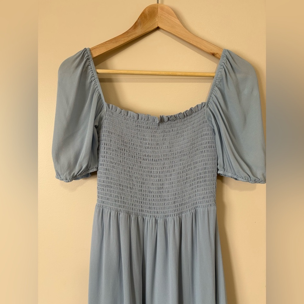 NEW Reformation Meadow Puff Sleeve Midi Dress in Mineral Blue | size S - Picture 8 of 14